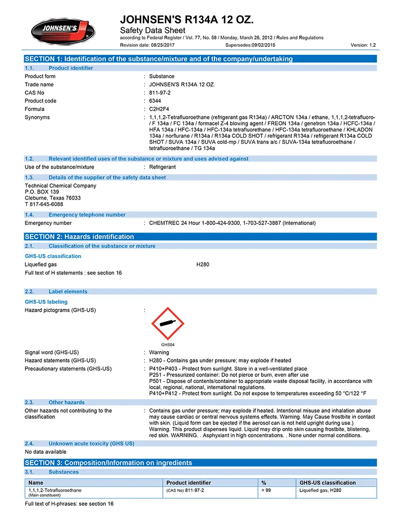 MSDS (R134A)-1